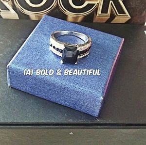 (A) BLACK AWN design .925 SS Black Agate ring.